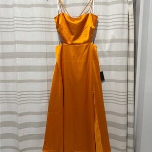 Lulu's Vibrant Orange Backless Dress
